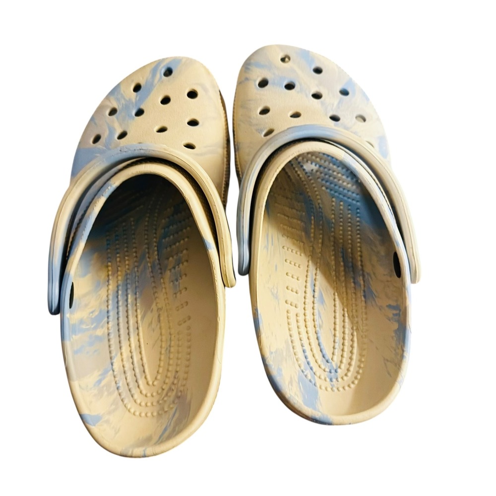 Crocs Classic Marbled Clog Cream Blue Tie Dye Mens 7 Womens 9 Slip On Shoes - Picture 3 of 6